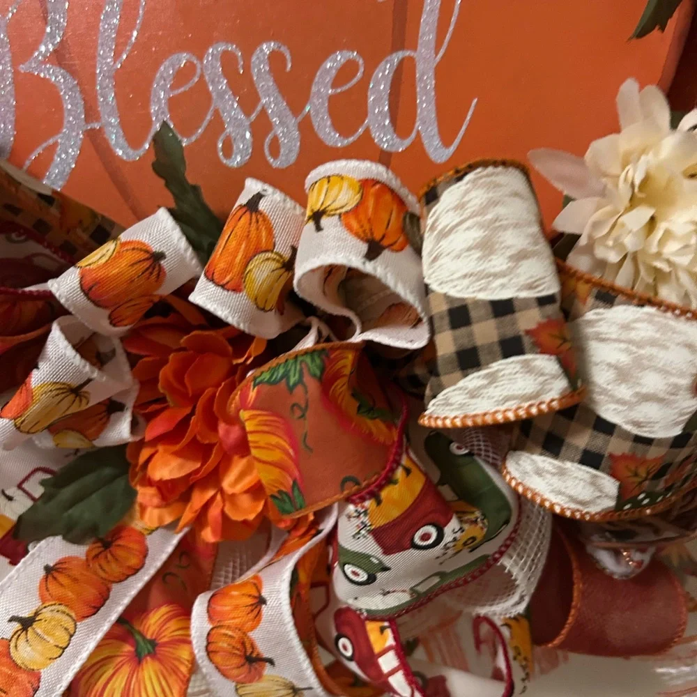 Fall wreath/thankful and blessed
